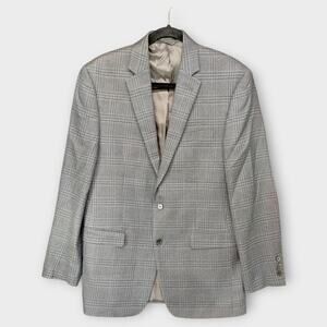 Men Lauren Ralph Lauren Silk Wool Blend 2 Button Gray Blazer Sport Coat Size 40L